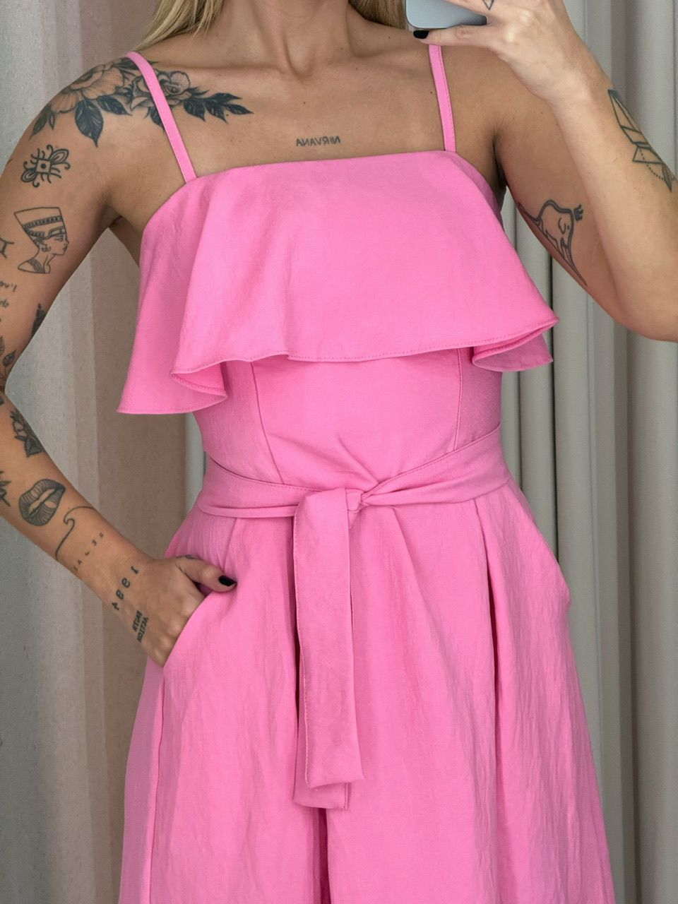 VESTIDO THAIS ALÇA FAIXA ROSA