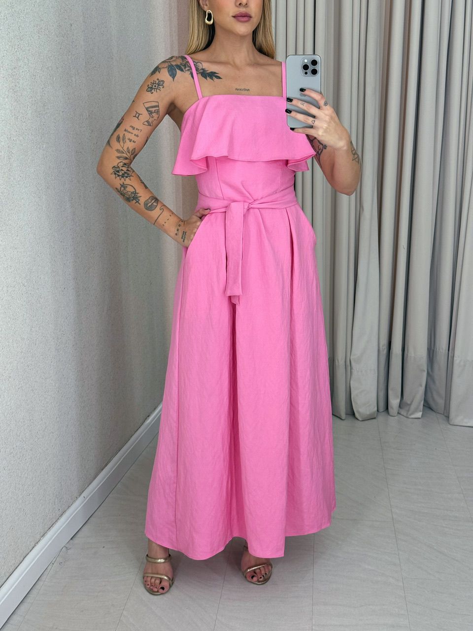 VESTIDO THAIS ALÇA FAIXA ROSA