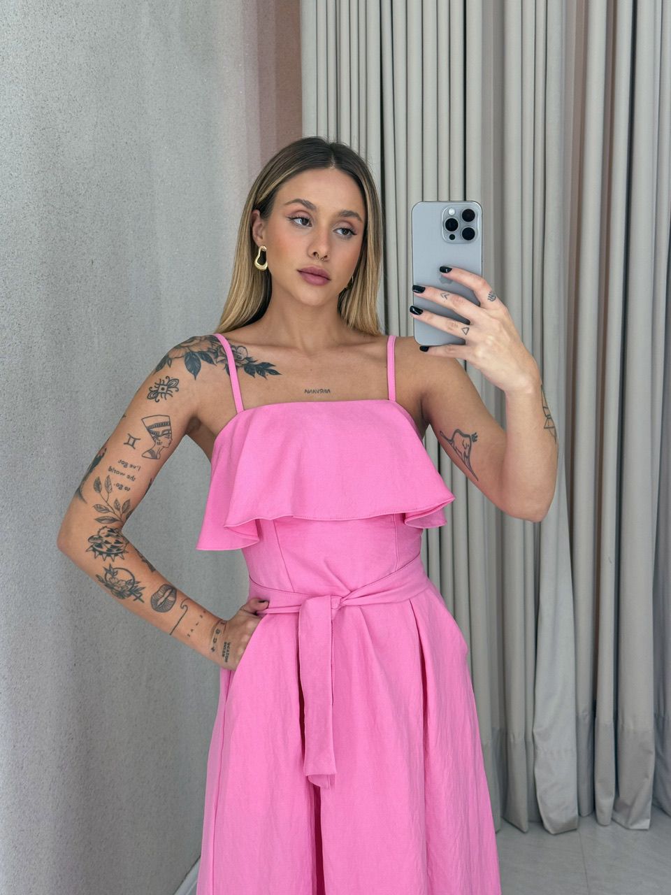 VESTIDO THAIS ALÇA FAIXA ROSA