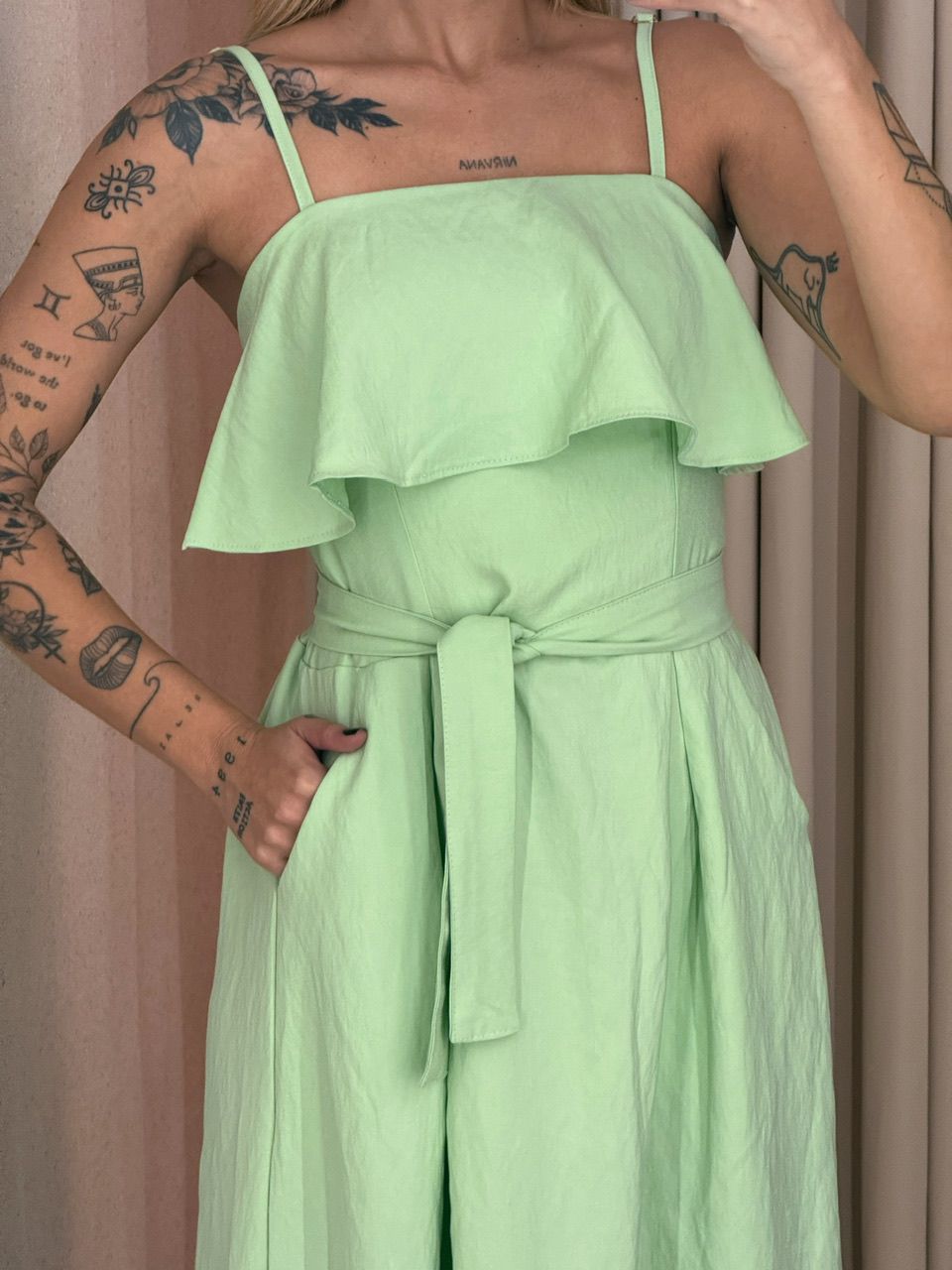 VESTIDO THAIS ALÇA FAIXA VERDE