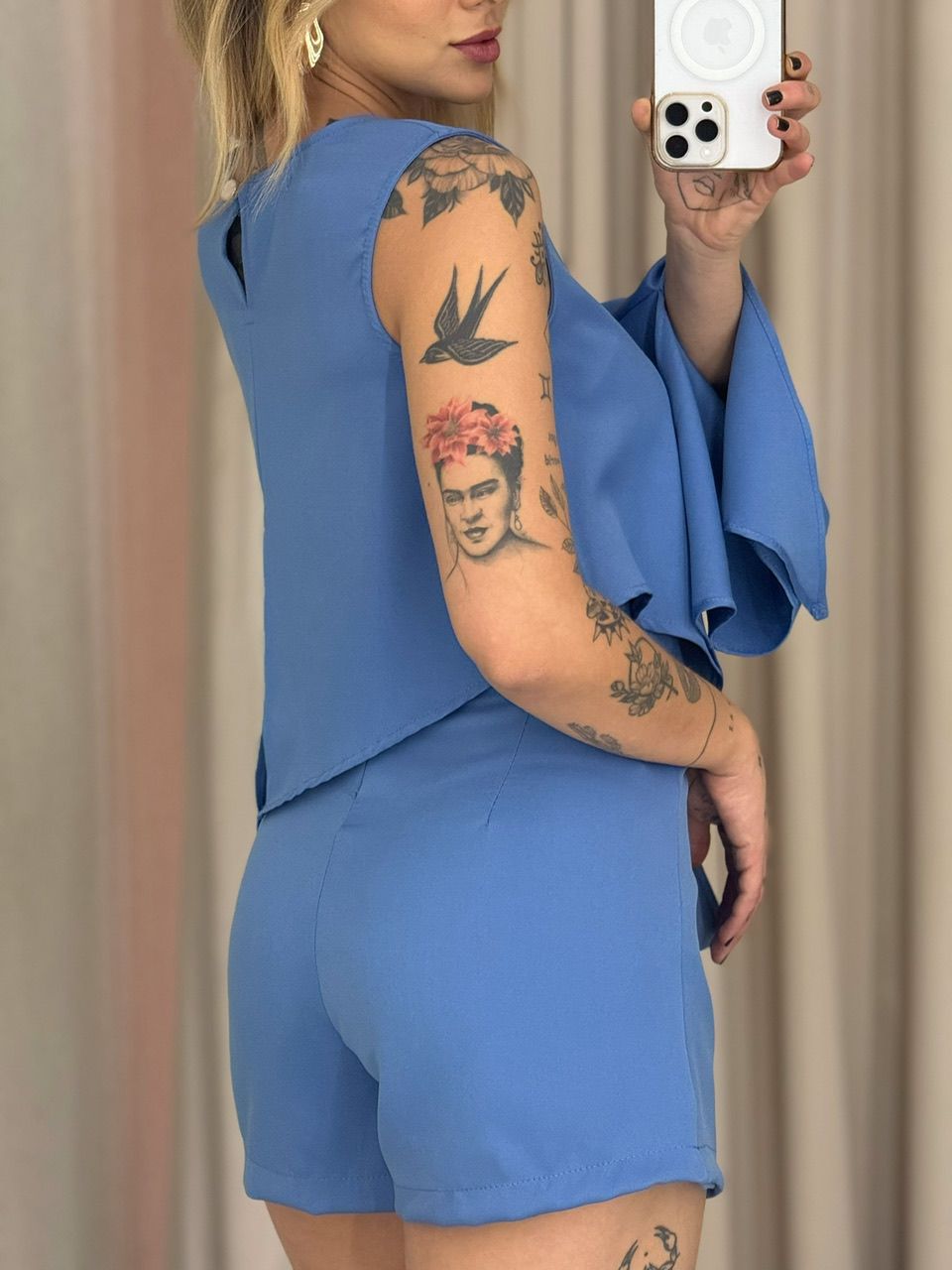 CONJUNTO MICHELE BLUSA ASSIMÉTRICA AZUL