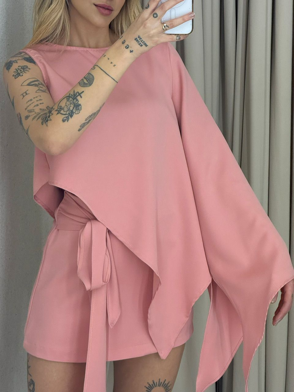 CONJUNTO MICHELE BLUSA ASSIMÉTRICA ROSÊ