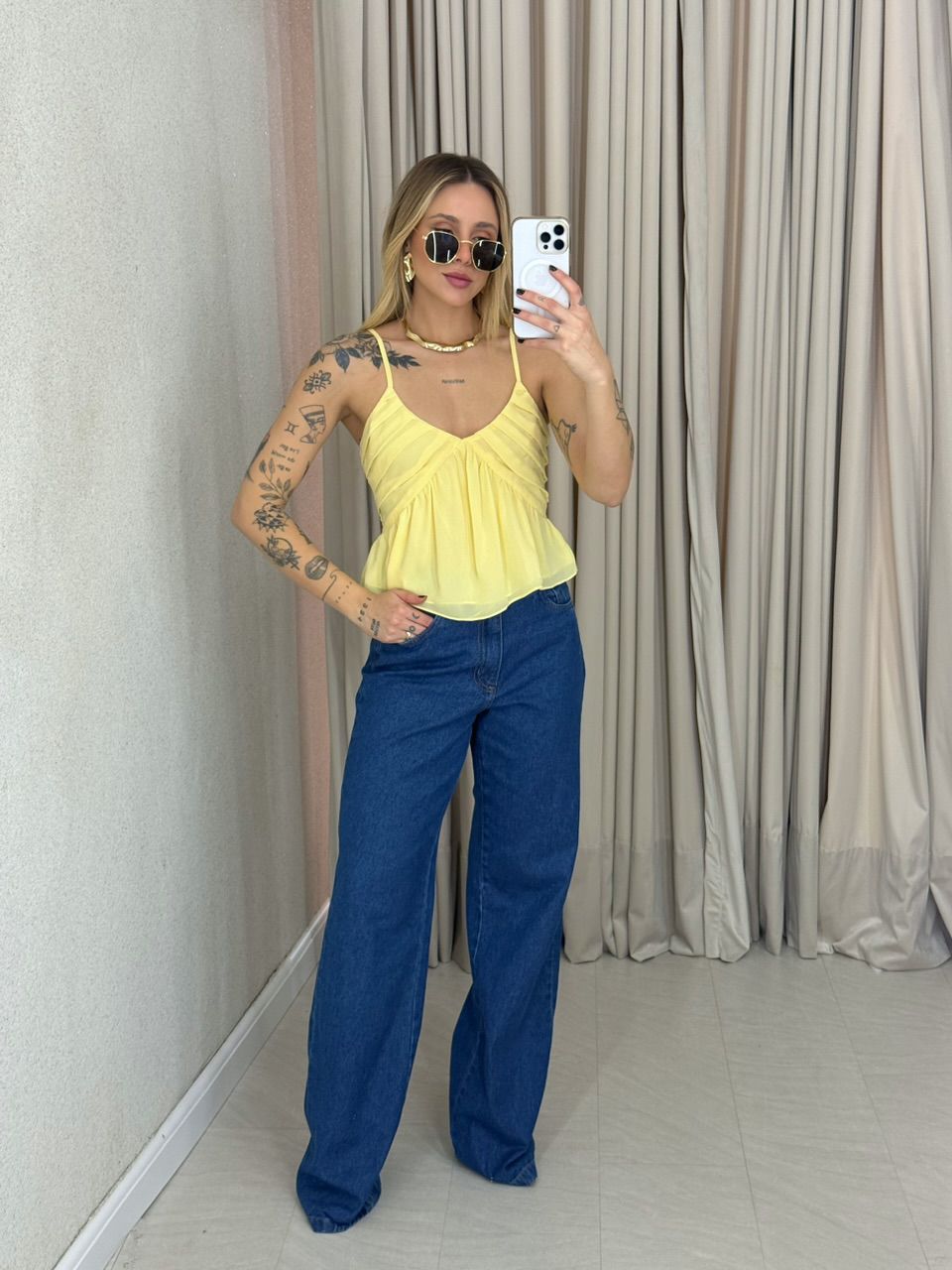 CROPPED ISABELA ALÇA YELLOW BUTTER