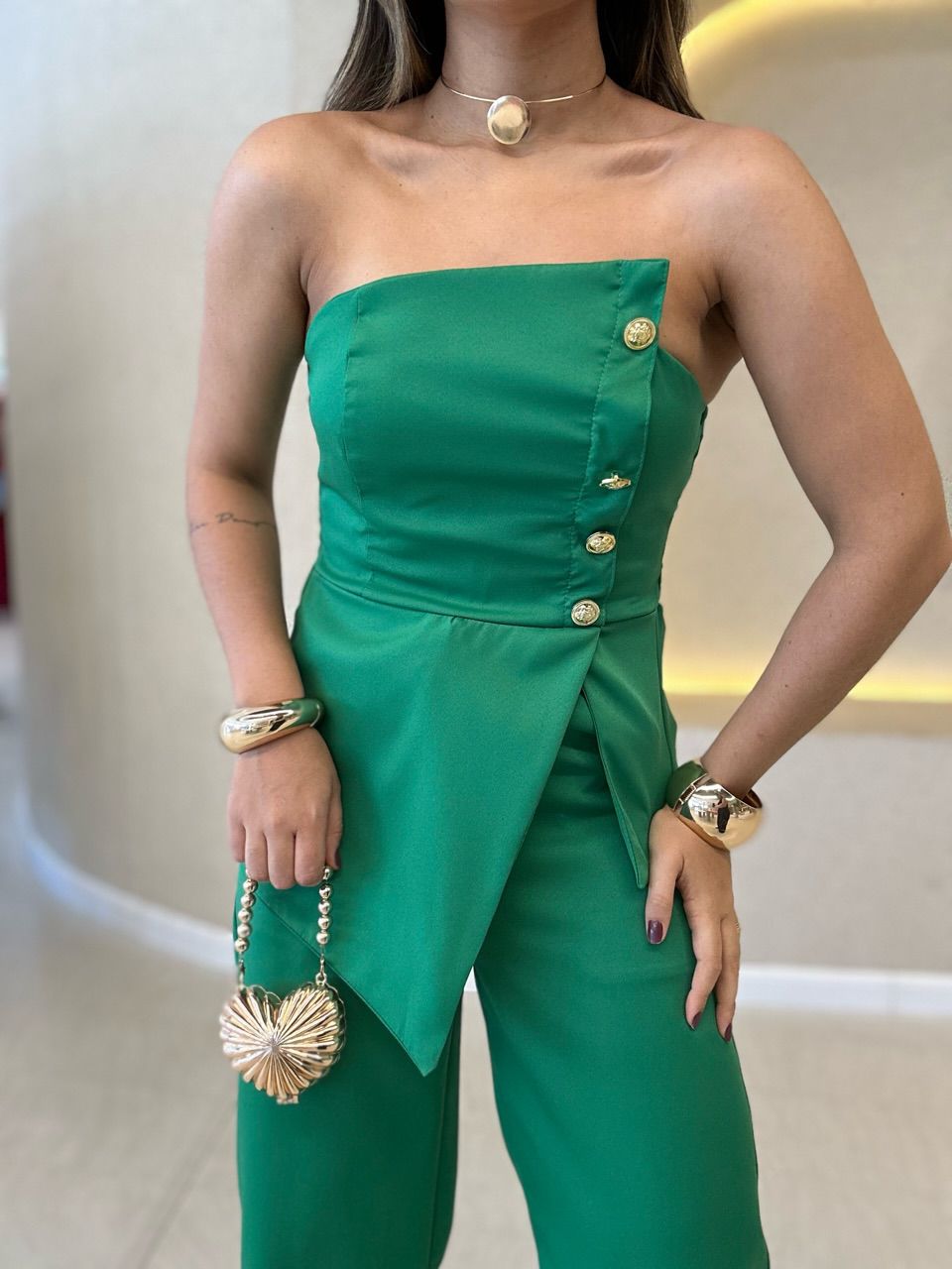 CONJUNTO MORIELY BLUSA CALÇA VERDE