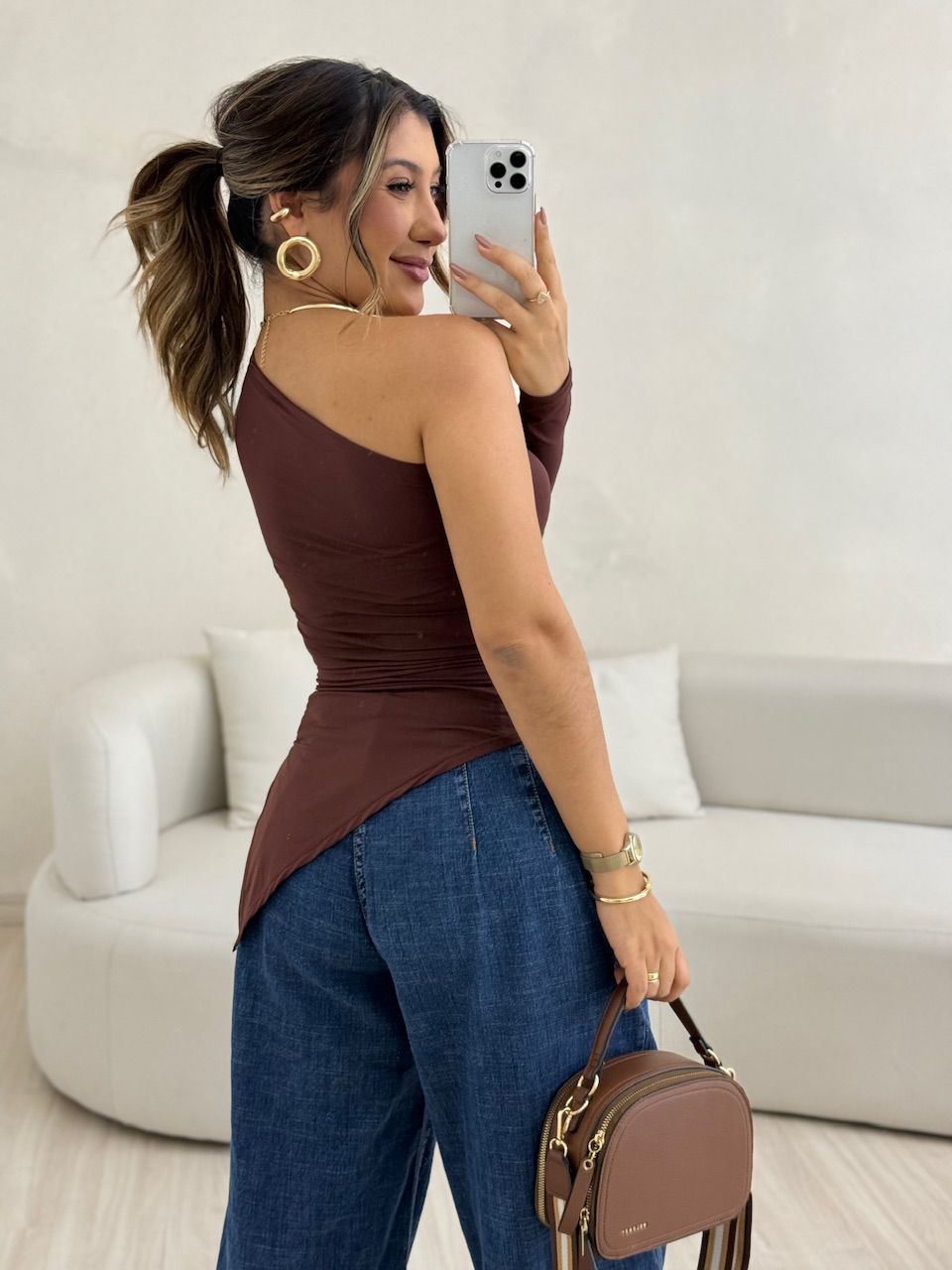 BLUSA TACIANE CF NULA MANGA Marrom