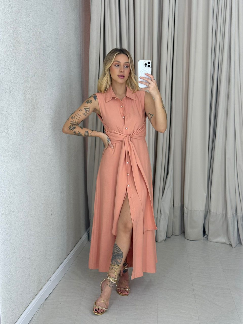 VESTIDO MORGAN BOTÕES PÊSSEGO