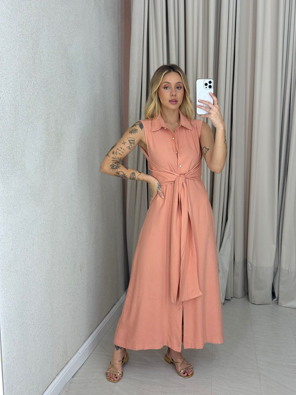 VESTIDO MORGAN BOTÕES PÊSSEGO