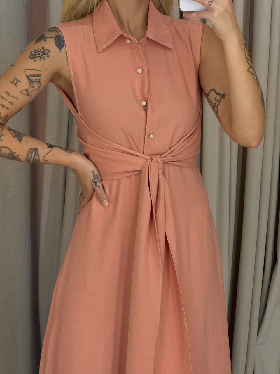 VESTIDO MORGAN BOTÕES PÊSSEGO