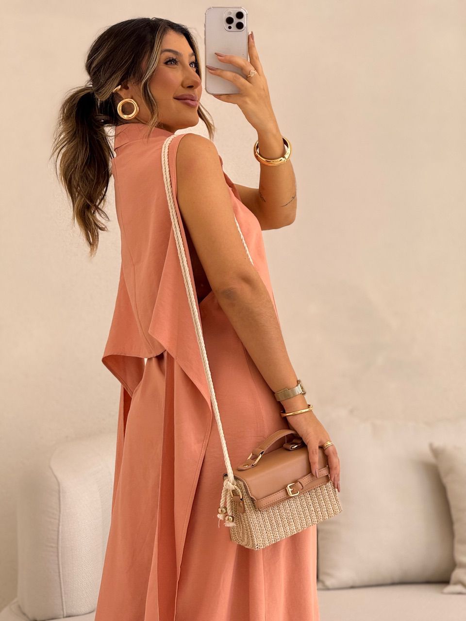 VESTIDO MORGAN BOTÕES PÊSSEGO