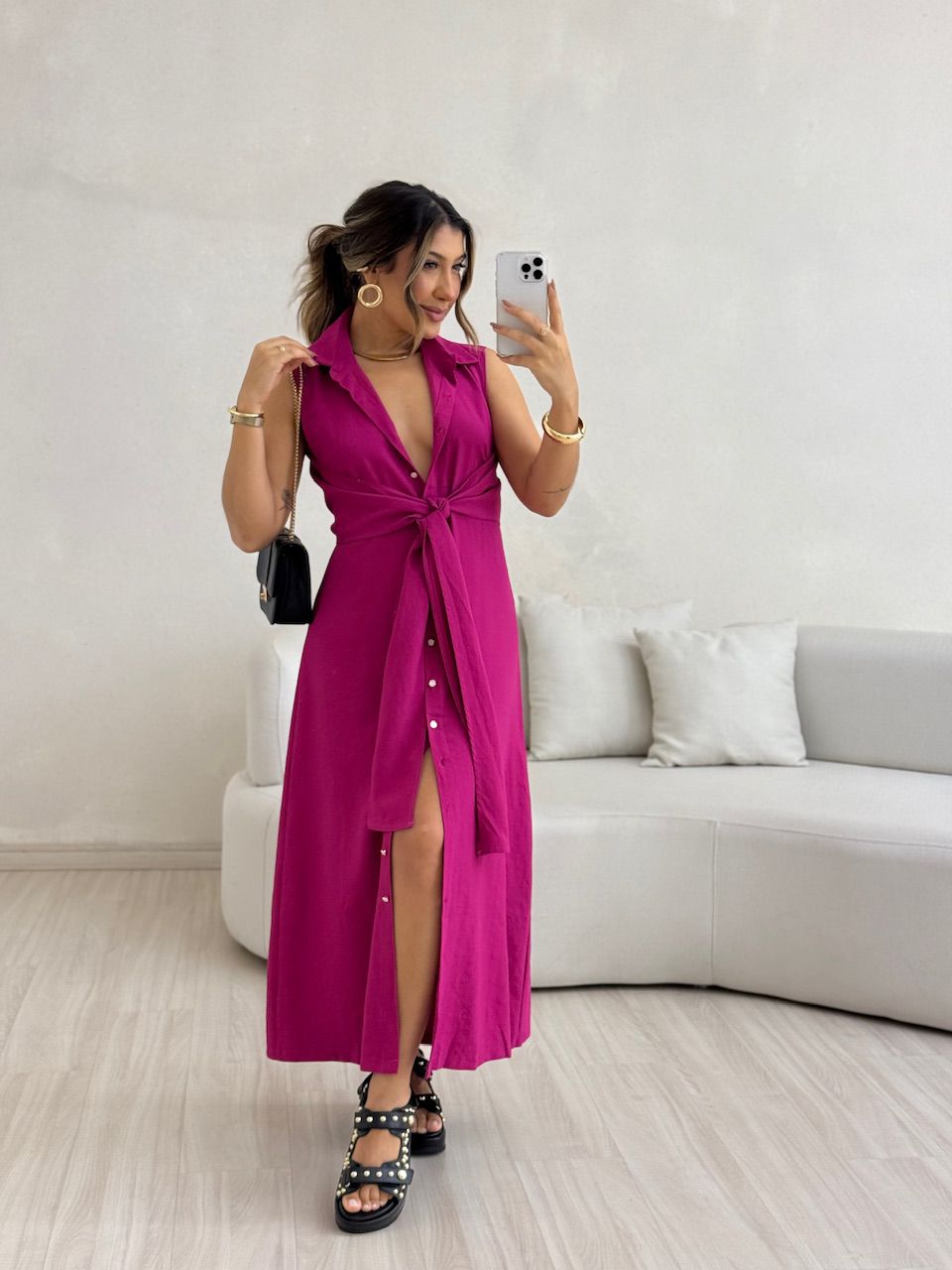 VESTIDO MORGAN BOTÕES PINK - 0061680037 - CAROLLA FERRARO
