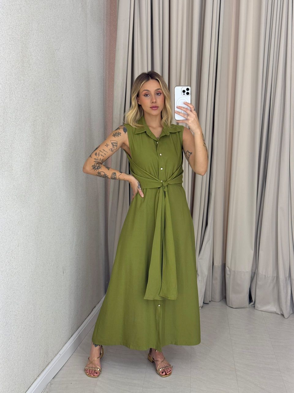 VESTIDO MORGAN BOTÕES OLIVA
