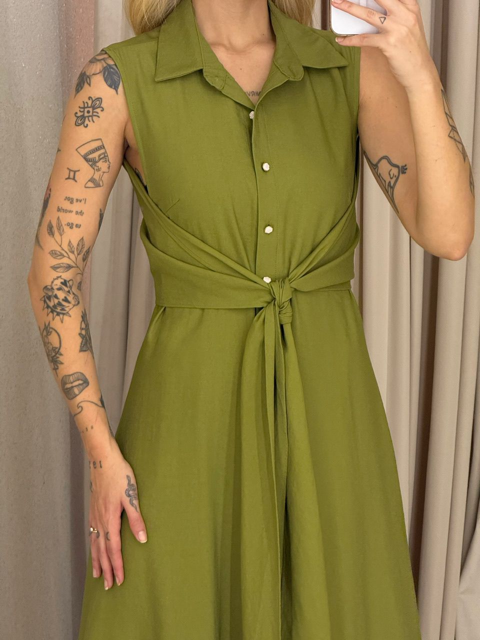 VESTIDO MORGAN BOTÕES OLIVA