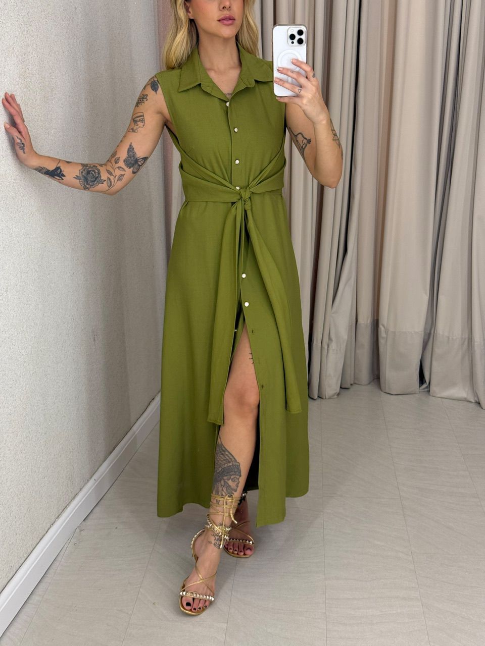 VESTIDO MORGAN BOTÕES OLIVA