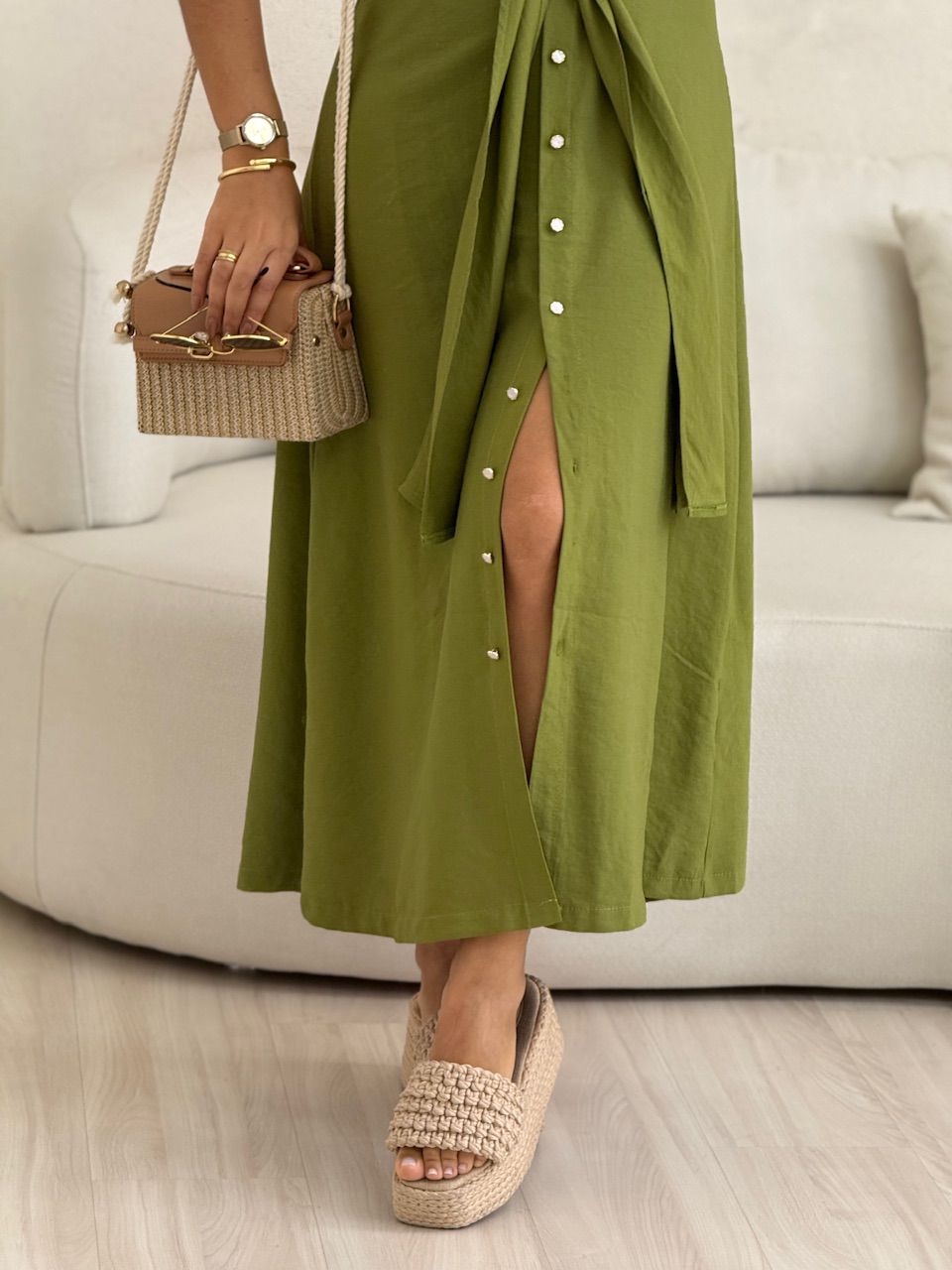 VESTIDO MORGAN BOTÕES OLIVA