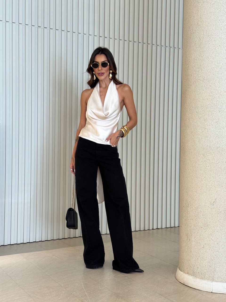 BLUSA MARCELA ACETINADA PÉROLA