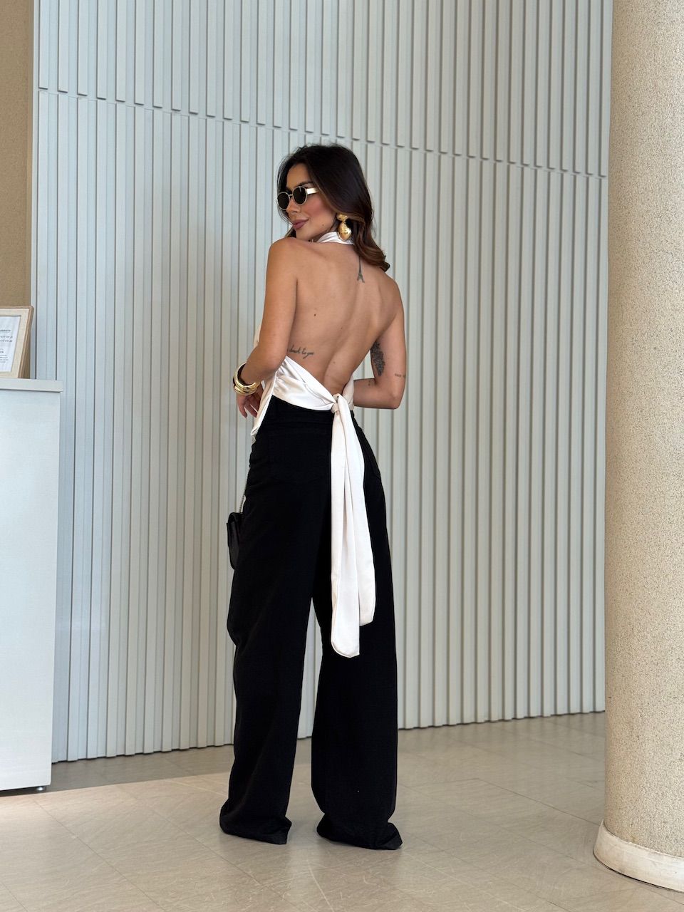 BLUSA MARCELA ACETINADA PÉROLA