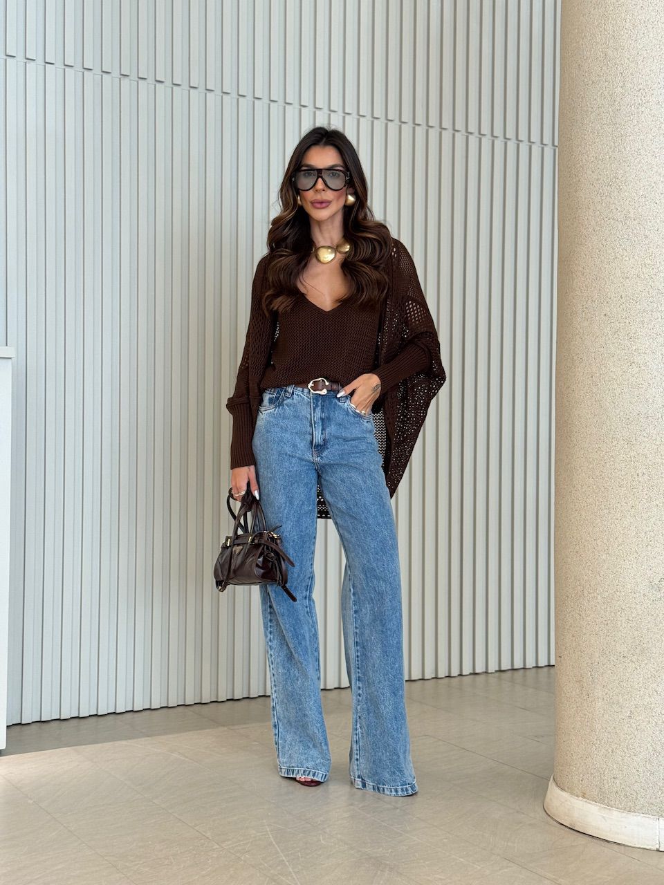 CONJUNTO TUANY TRICOT MARROM