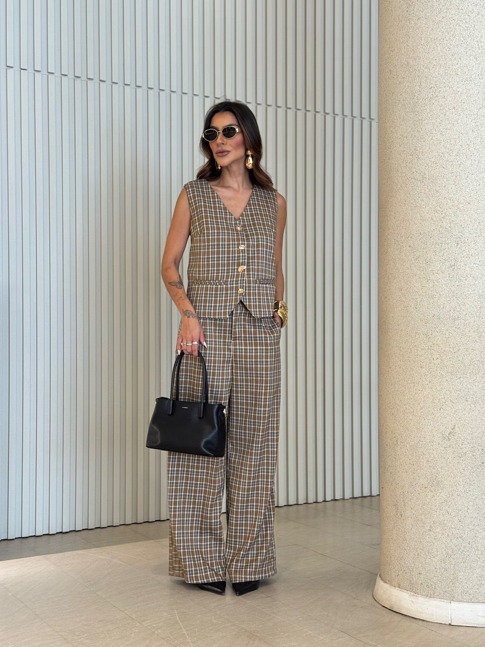 CONJUNTO YASMIN XADREZ CARAMELO