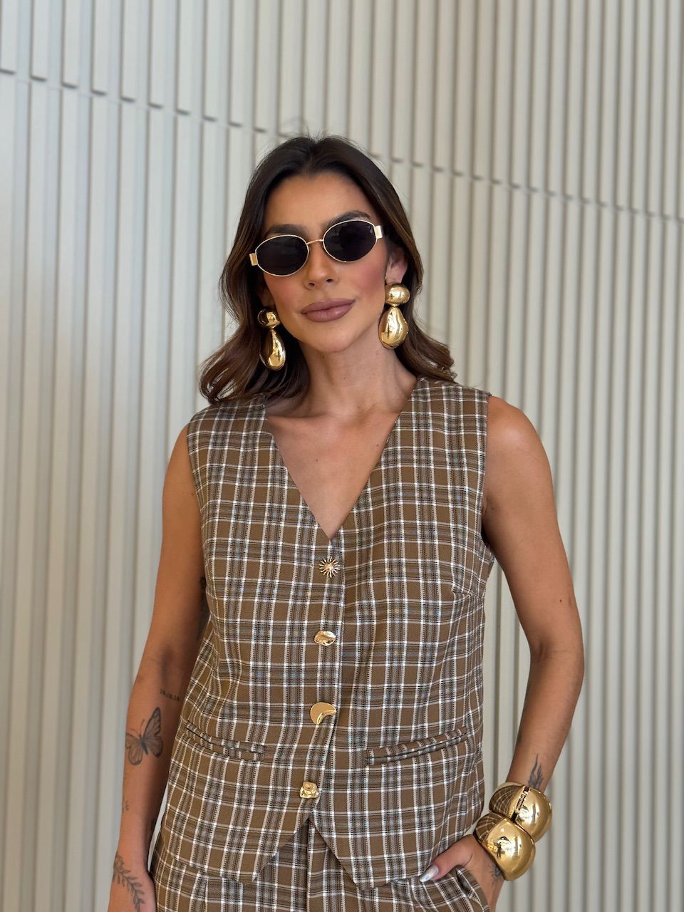 CONJUNTO YASMIN XADREZ CARAMELO