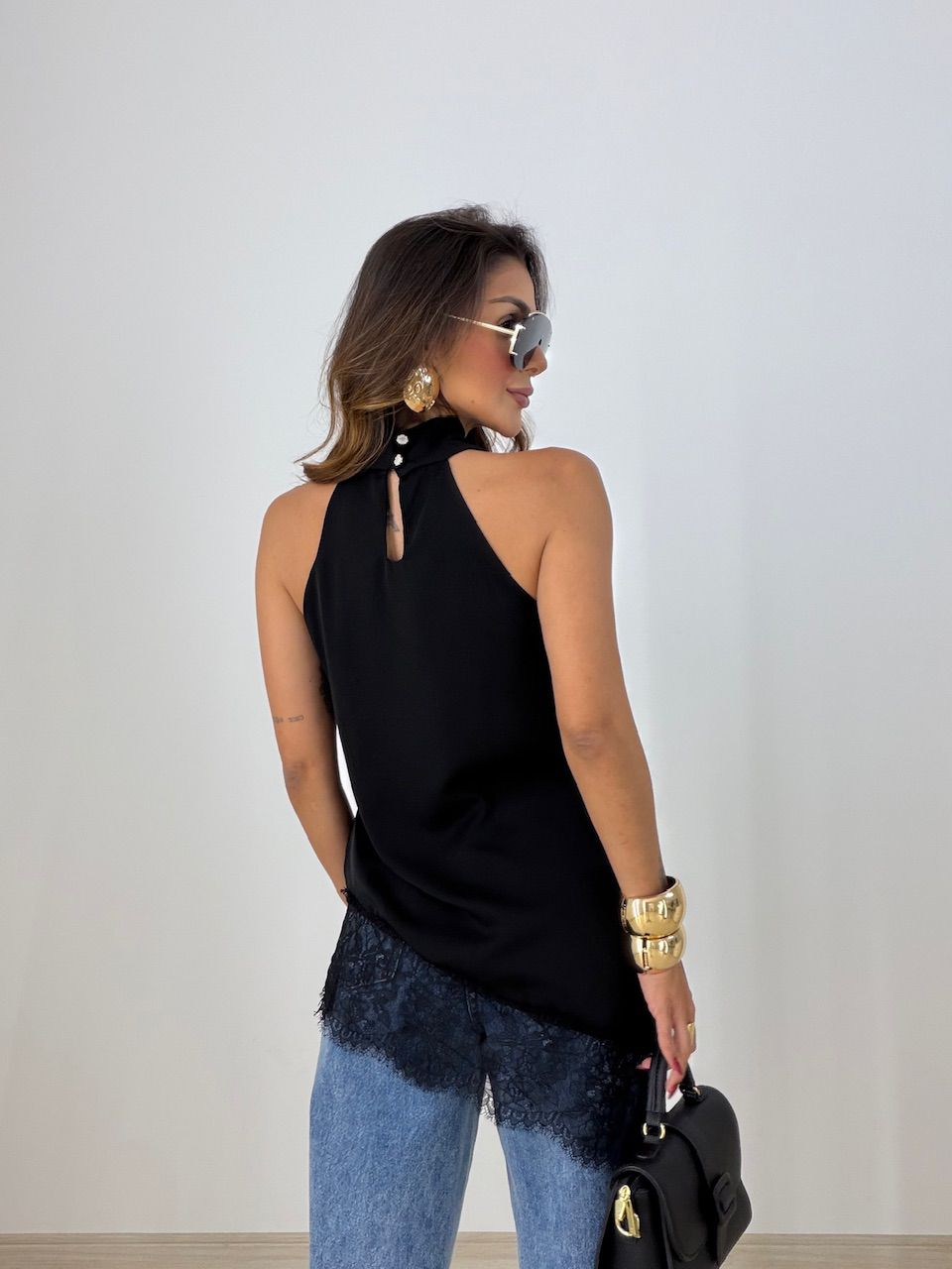 BLUSA MARIA CLARA ASSIMÉTRICA PRETA