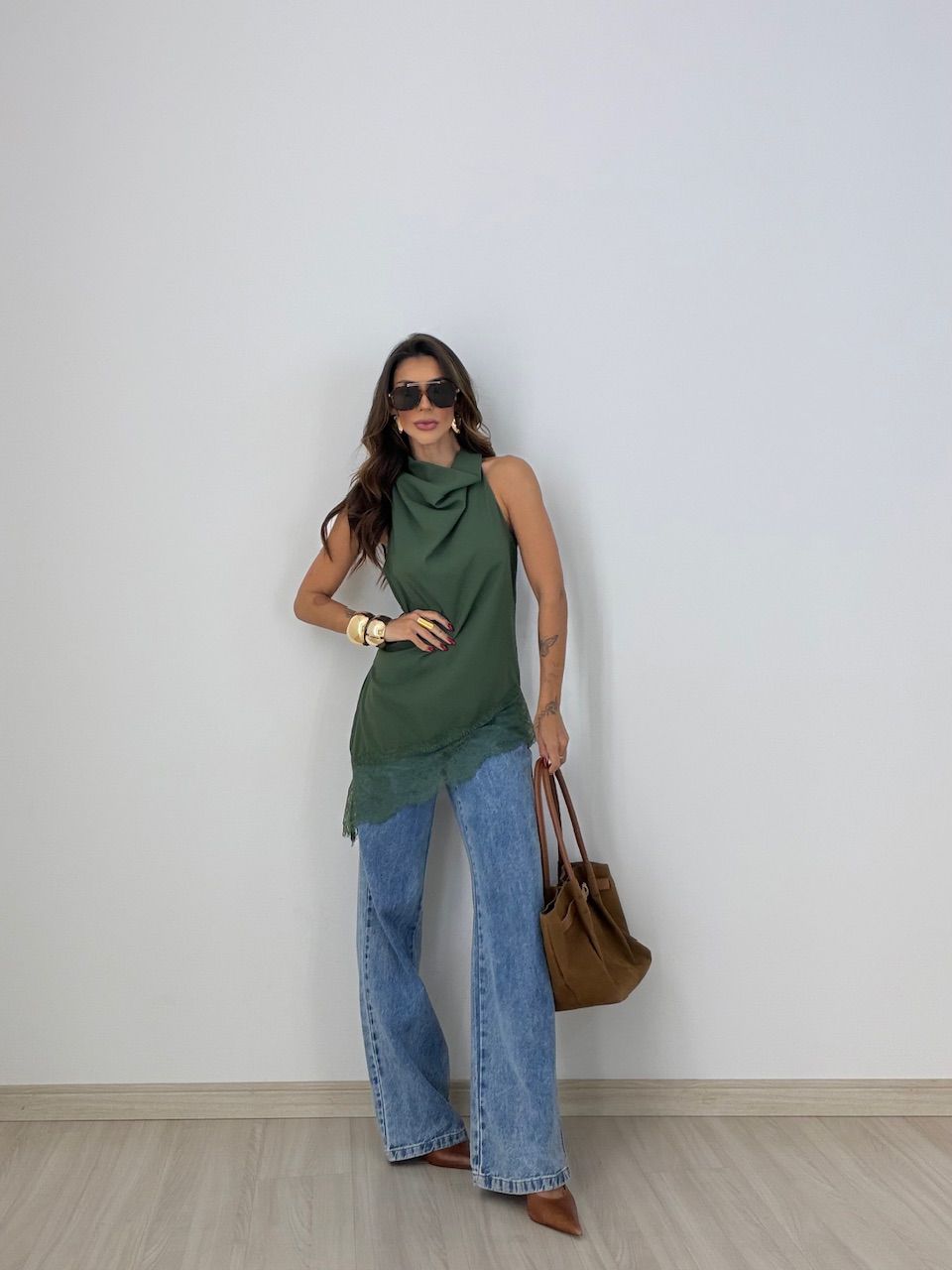 BLUSA MARIA CLARA ASSIMÉTRICA VERDE