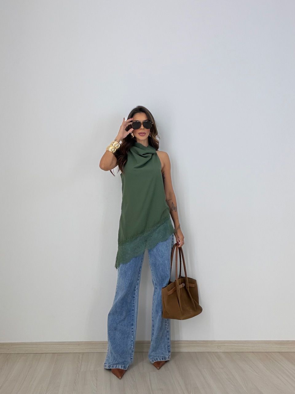 BLUSA MARIA CLARA ASSIMÉTRICA VERDE