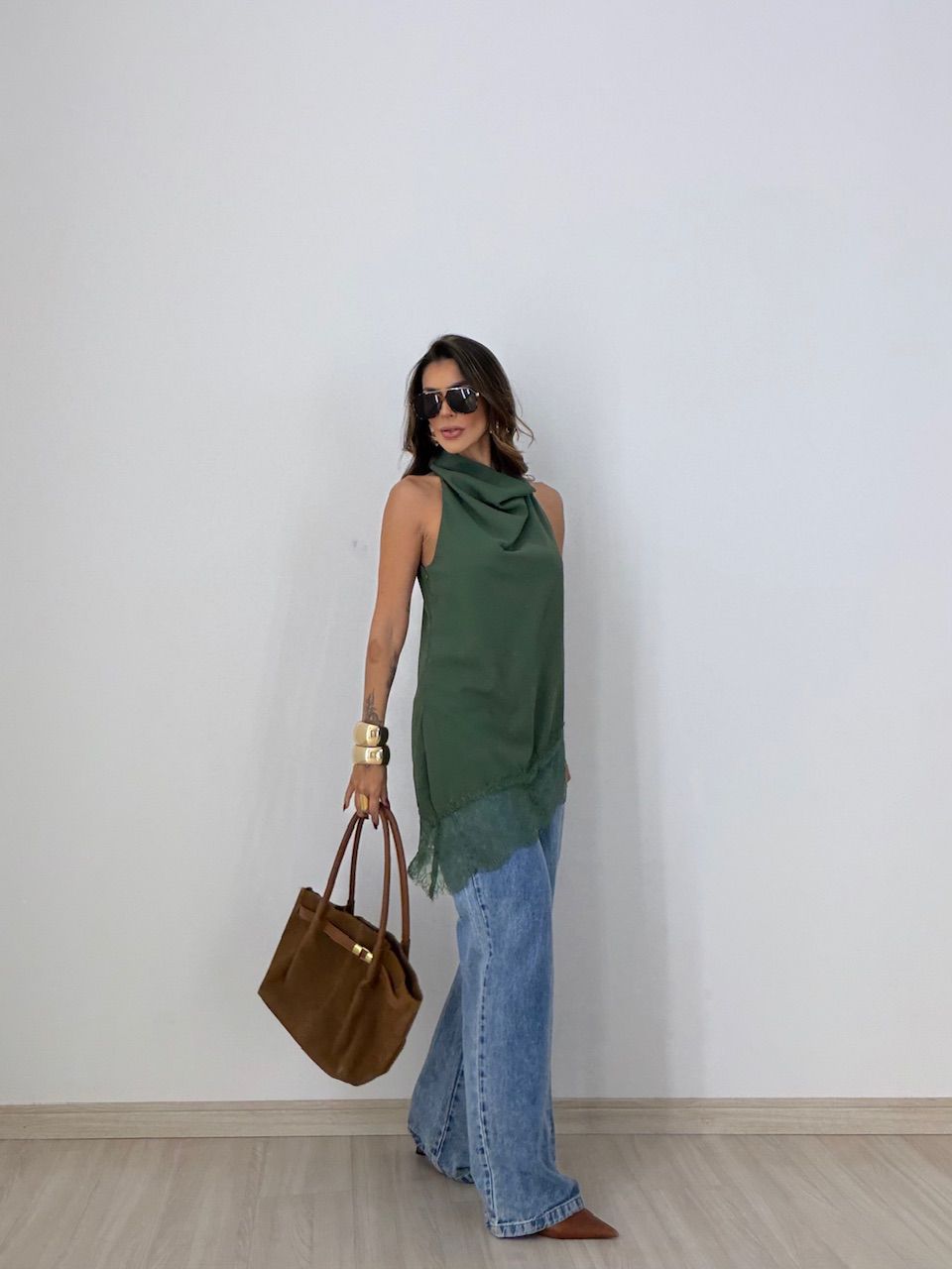 BLUSA MARIA CLARA ASSIMÉTRICA VERDE