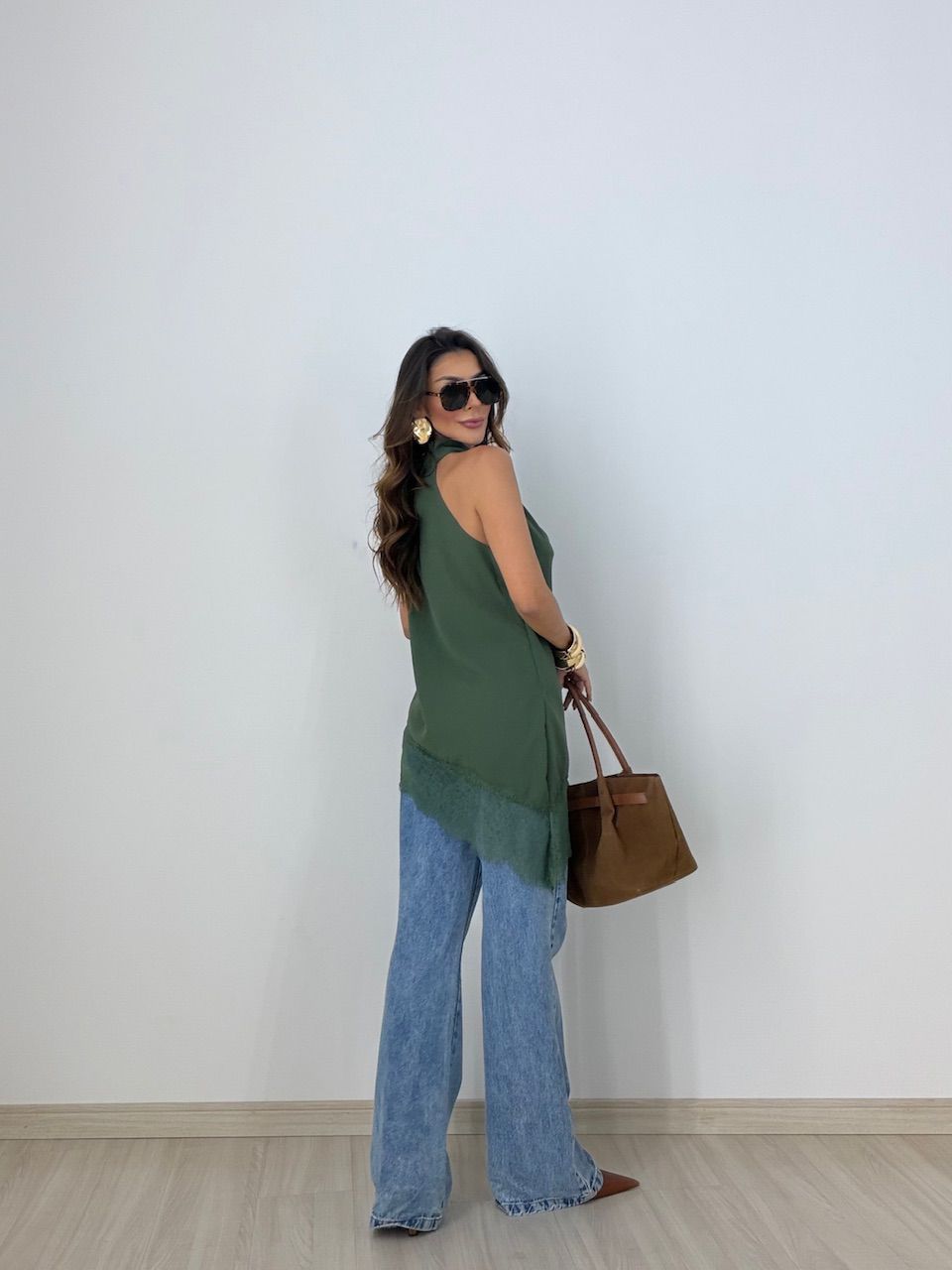 BLUSA MARIA CLARA ASSIMÉTRICA VERDE
