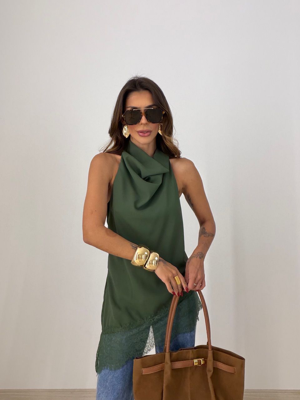 BLUSA MARIA CLARA ASSIMÉTRICA VERDE