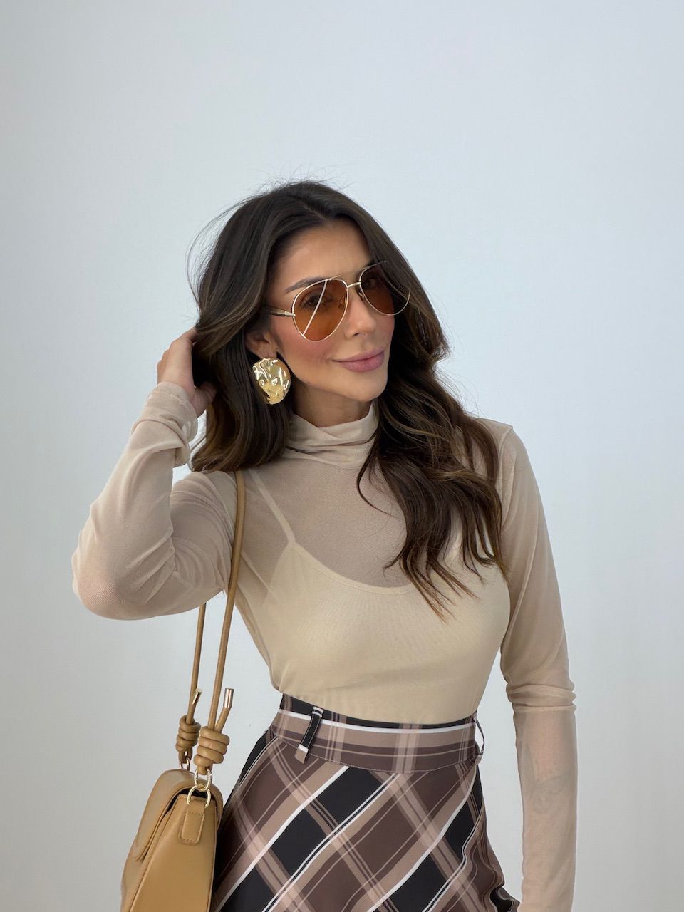 BLUSA CAMILA TULE AREIA
