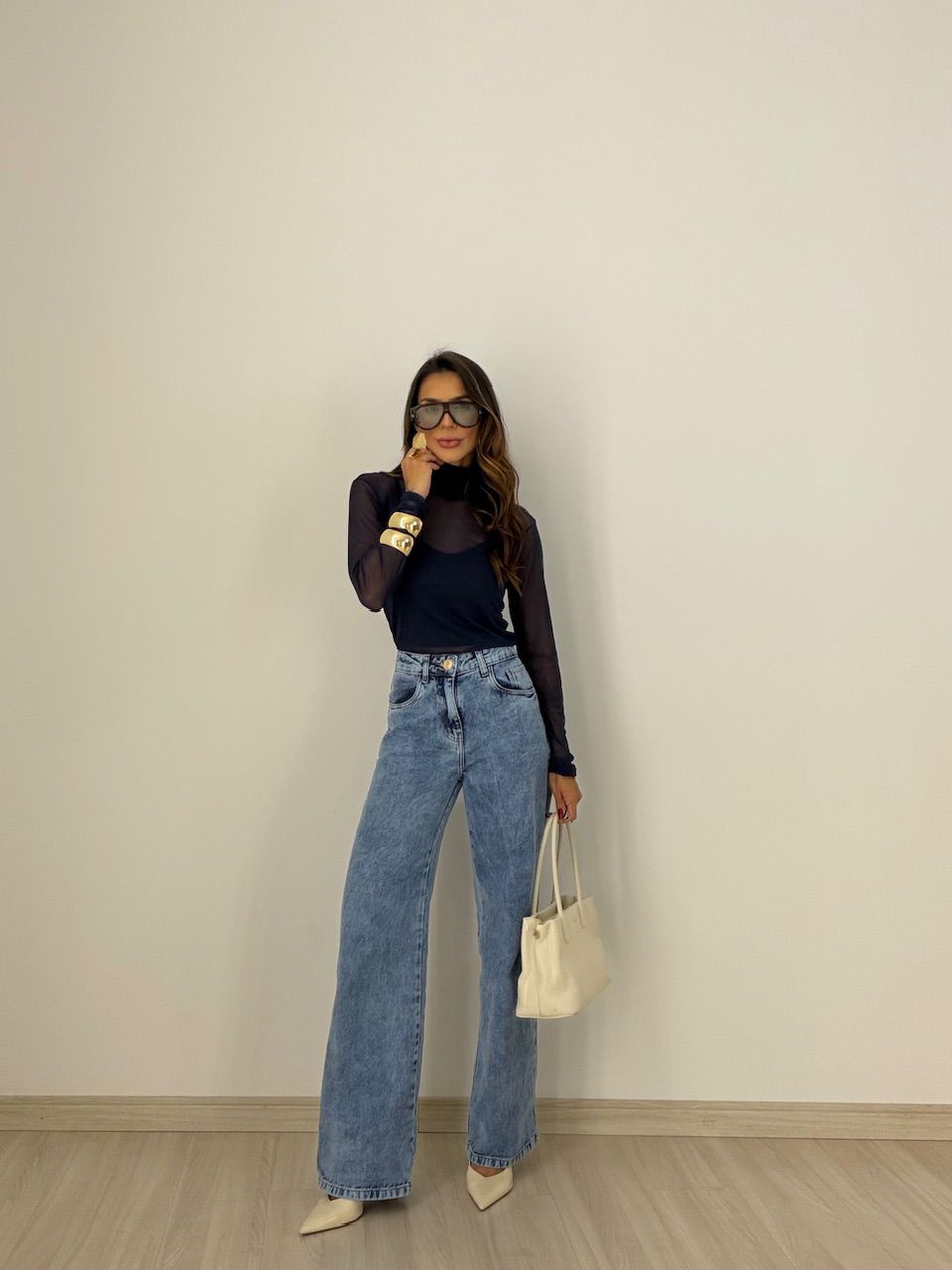 BLUSA CAMILA TULE MARINHO