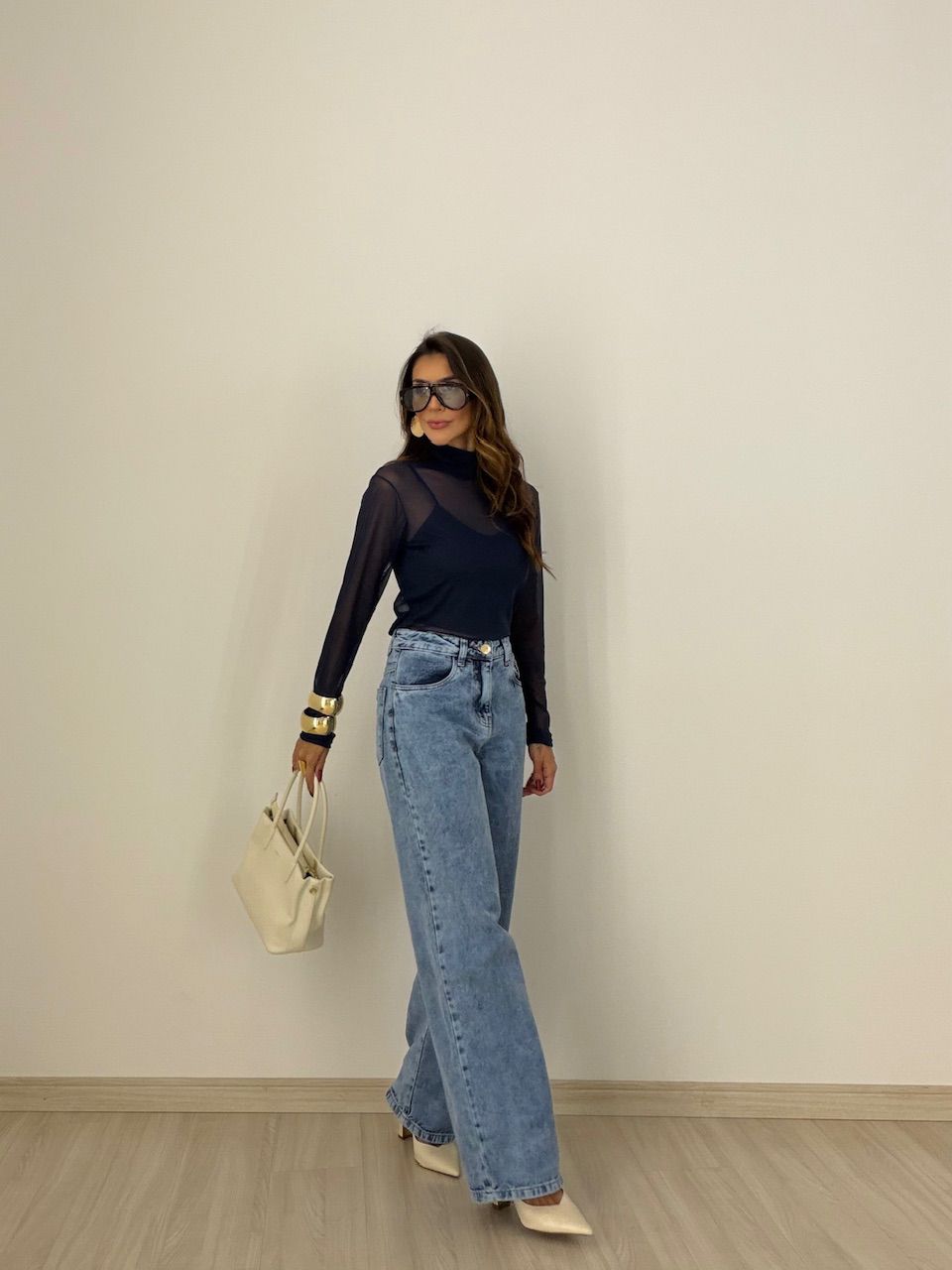 BLUSA CAMILA TULE MARINHO
