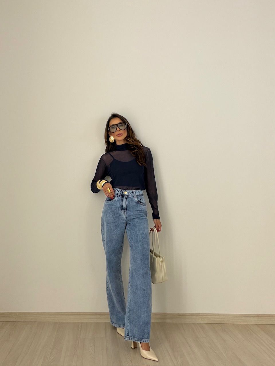 BLUSA CAMILA TULE MARINHO