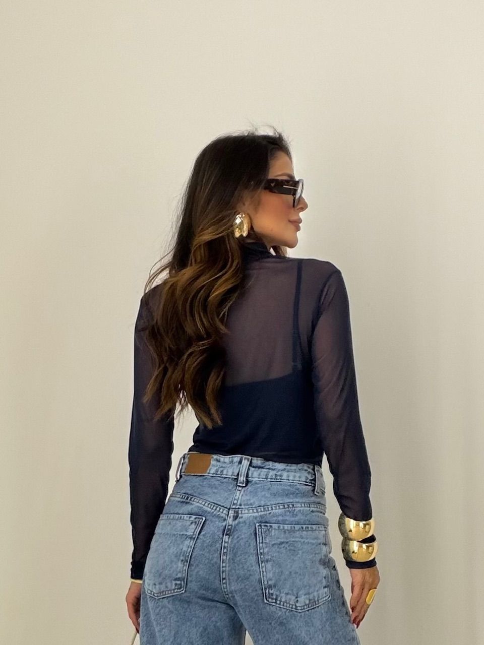 BLUSA CAMILA TULE MARINHO