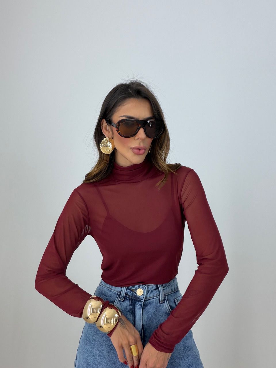 BLUSA CAMILA TULE VINHO
