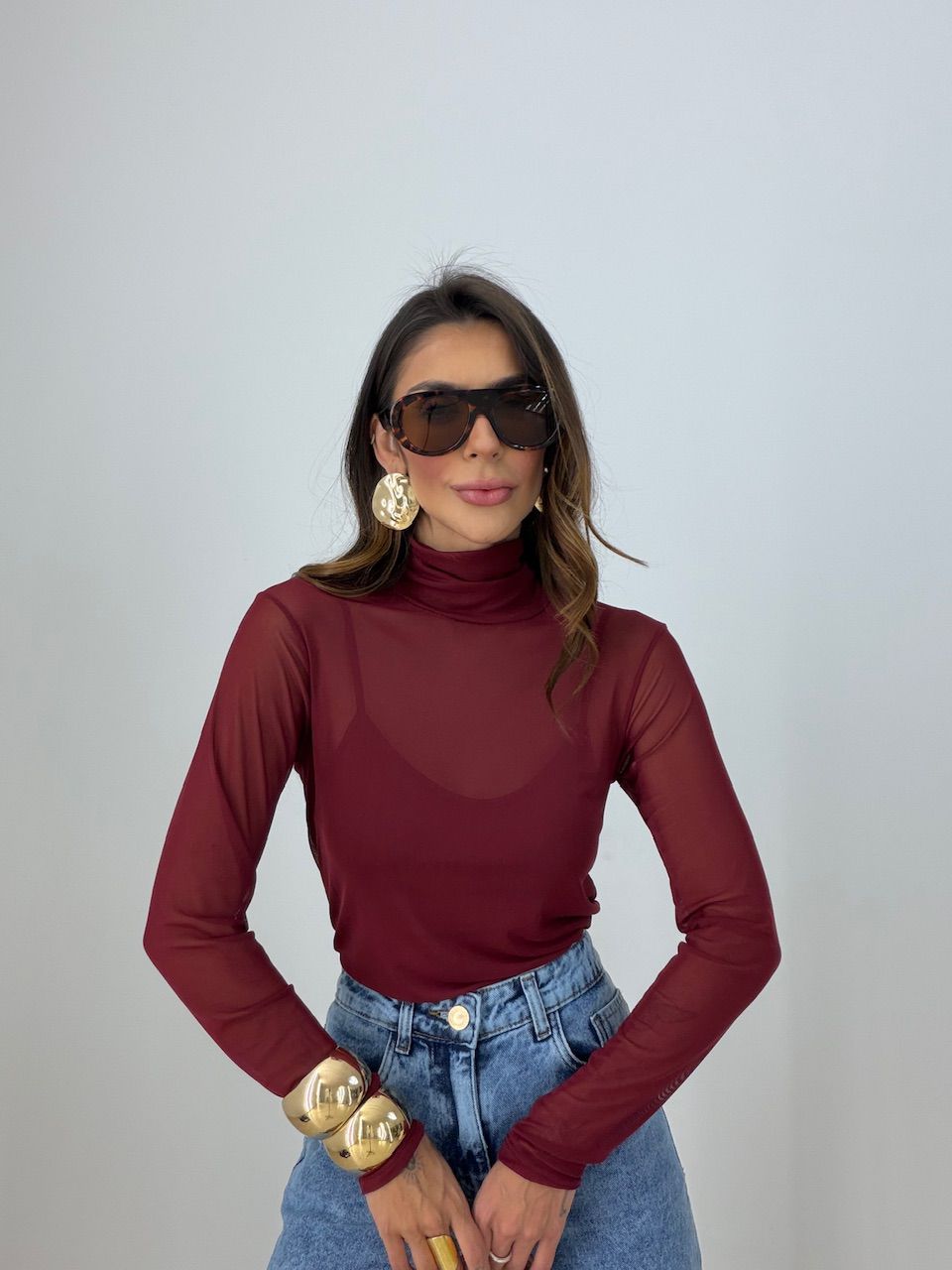 BLUSA CAMILA TULE VINHO