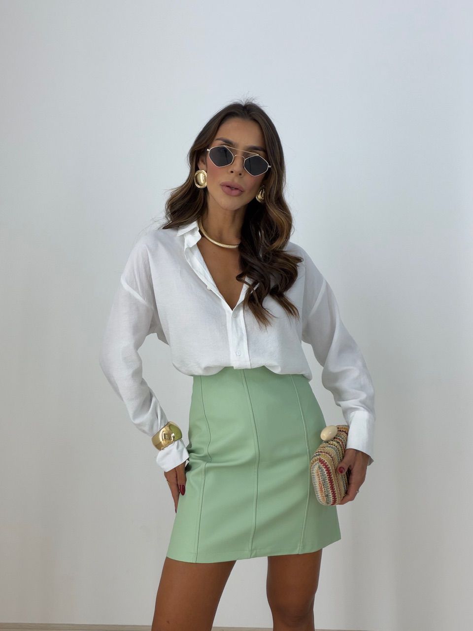 SAIA MAITÊ COURO FAKE VERDE - 0077880230 - CAROLLA FERRARO
