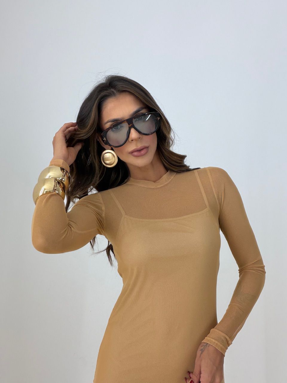 VESTIDO CLARICE TULE NUDE