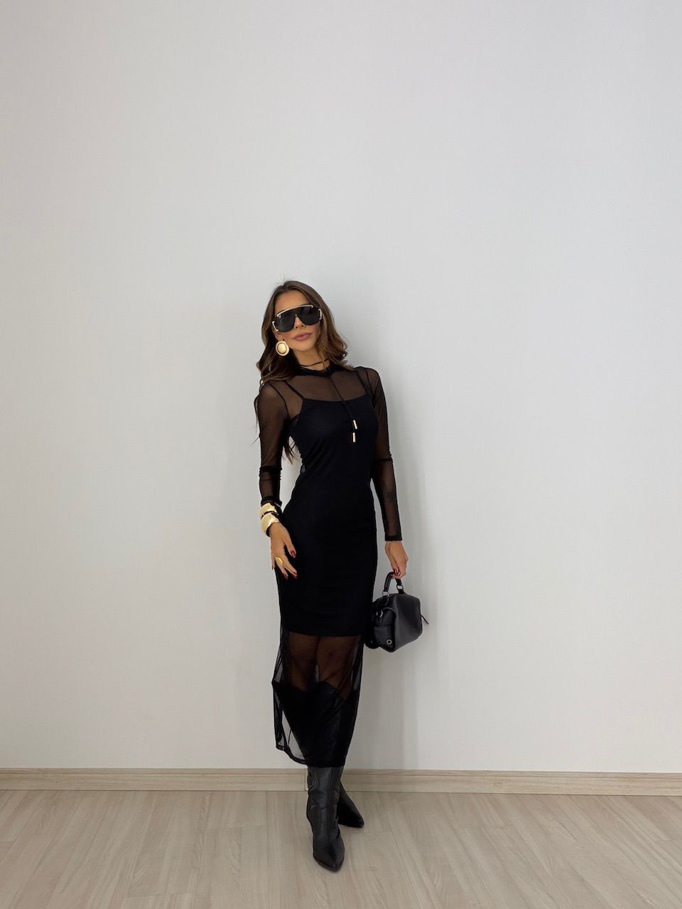 VESTIDO CLARICE TULE PRETO - 0077850032 - CAROLLA FERRARO
