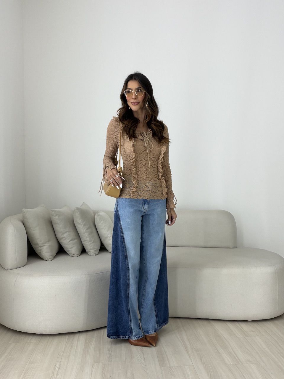 BLUSA CHARLOTTE RENDA MARROM