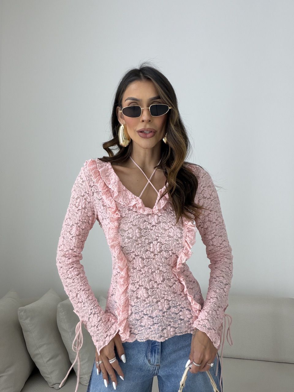 BLUSA CHARLOTTE RENDA ROSA