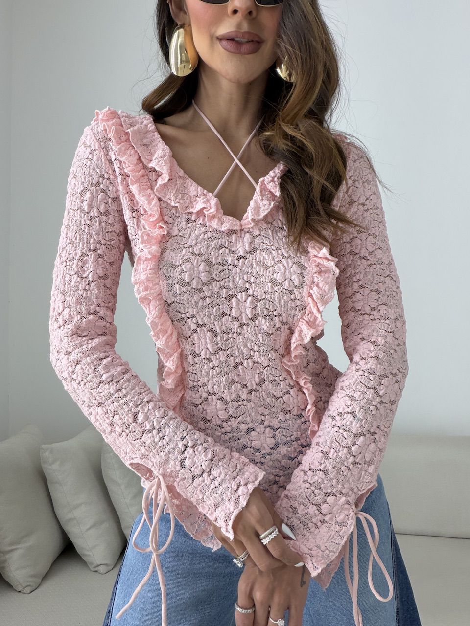 BLUSA CHARLOTTE RENDA ROSA