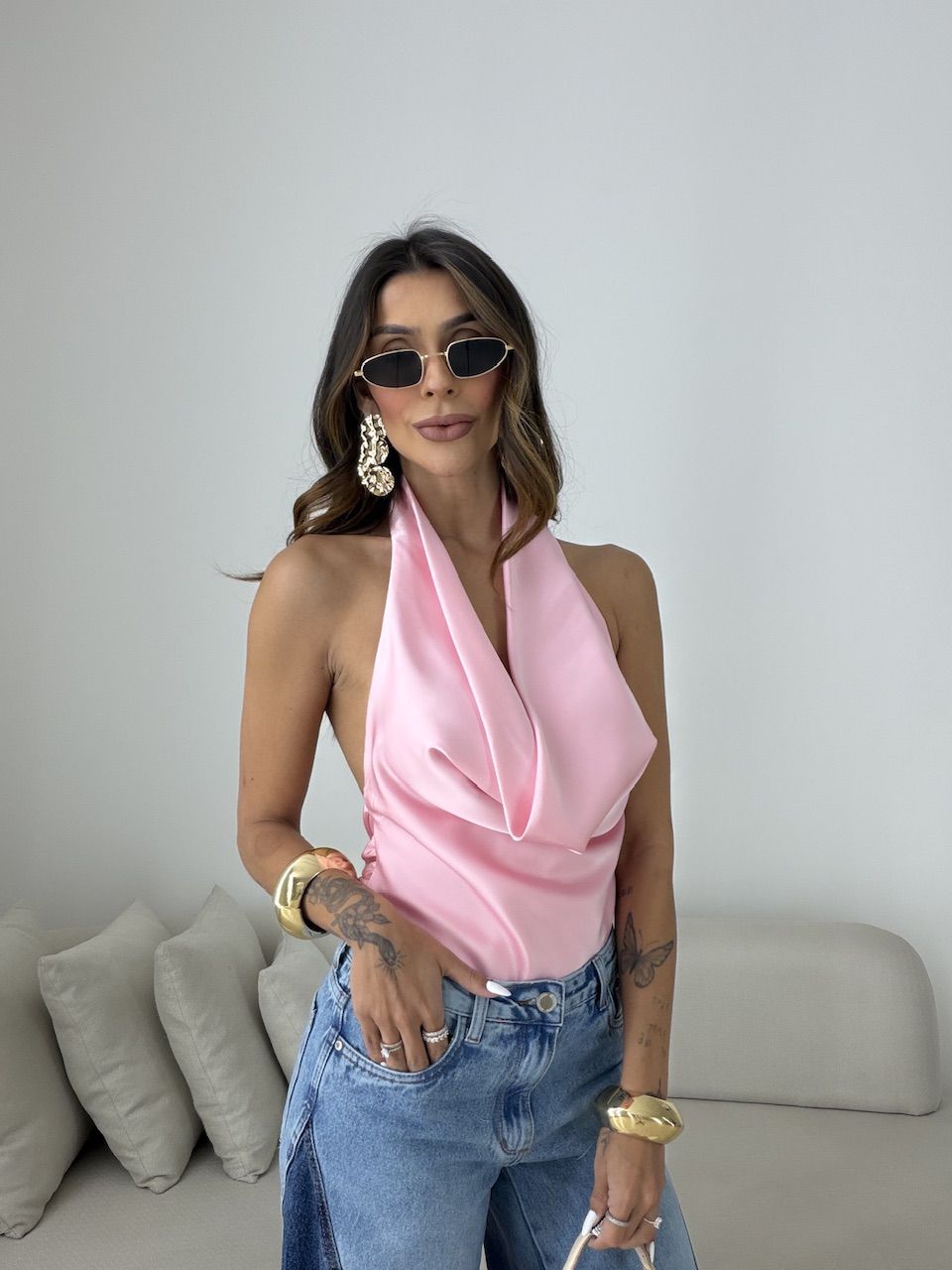 BLUSA FÁTIMA ACETINADA ROSA
