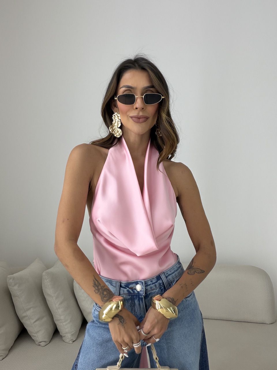 BLUSA FÁTIMA ACETINADA ROSA