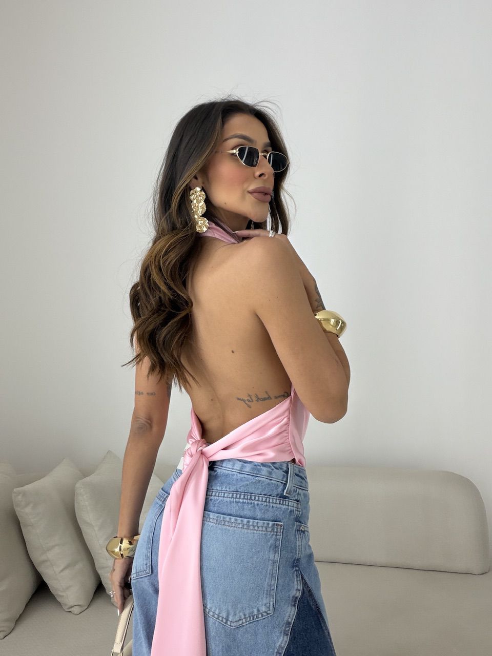 BLUSA FÁTIMA ACETINADA ROSA