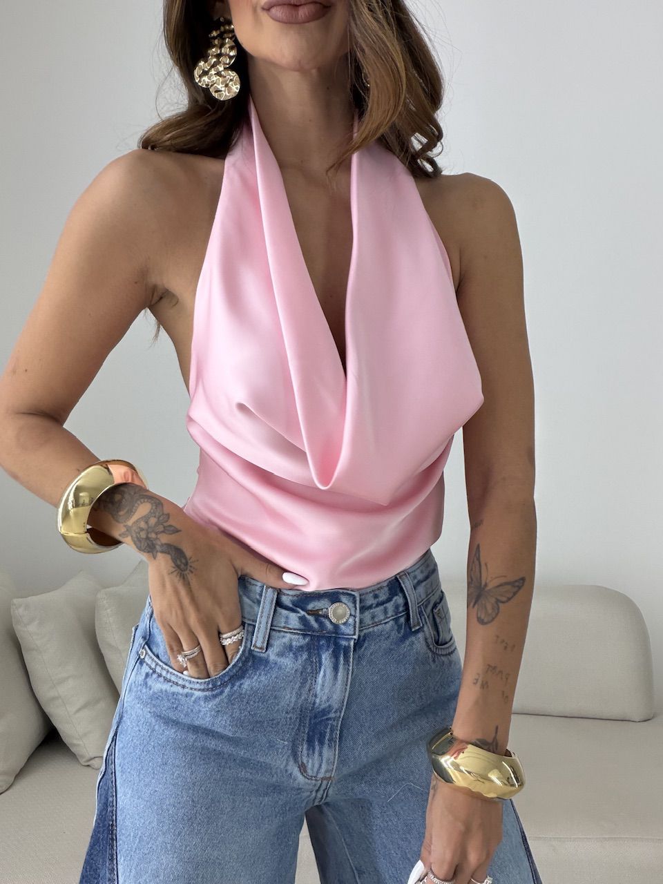BLUSA FÁTIMA ACETINADA ROSA