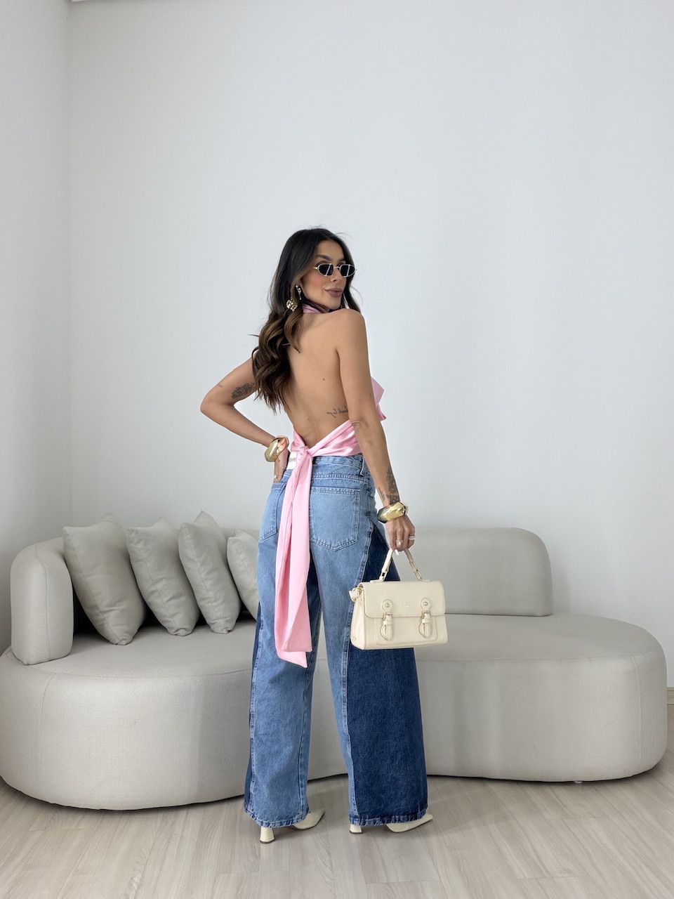 BLUSA FÁTIMA ACETINADA ROSA