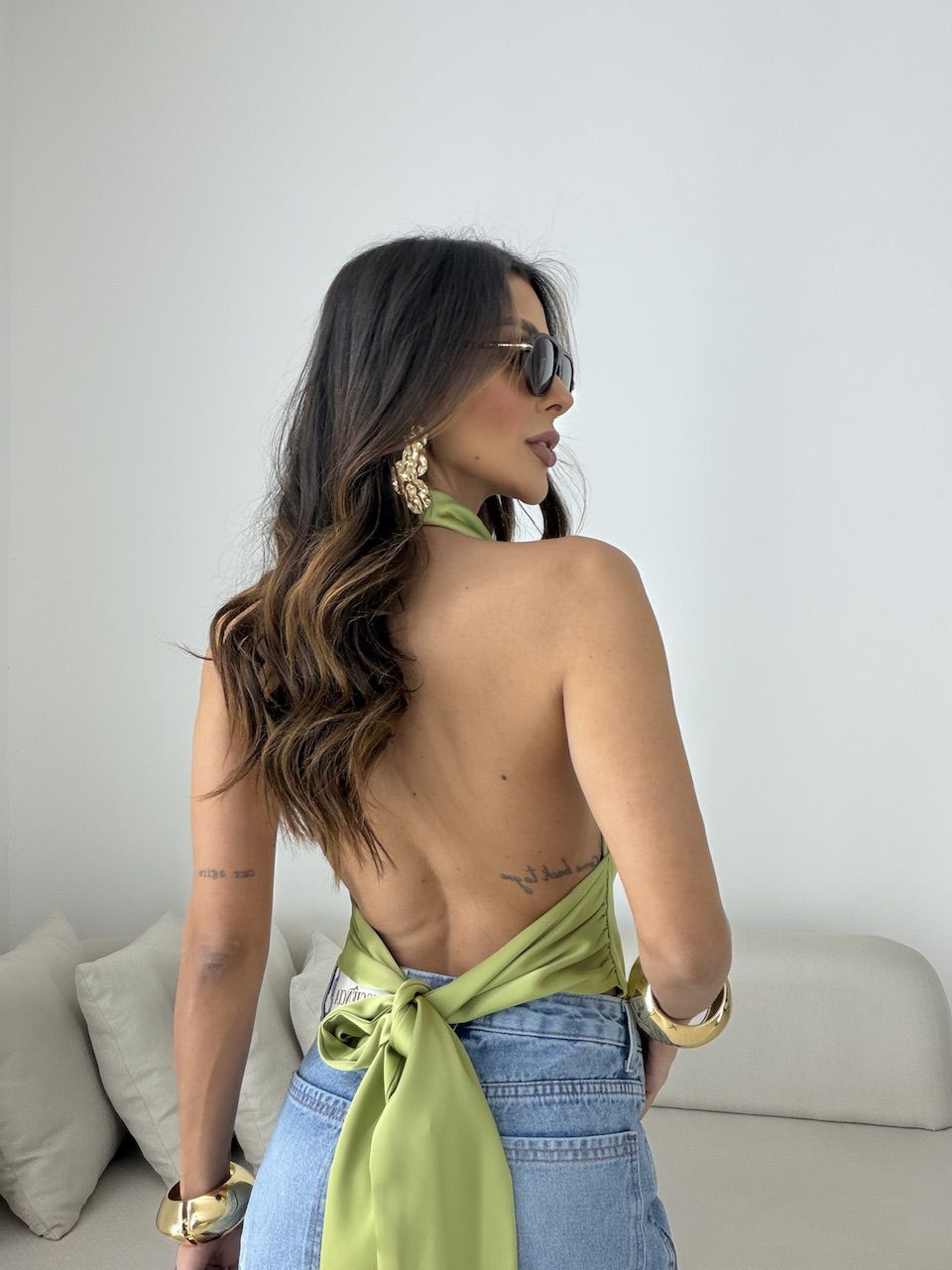 BLUSA FÁTIMA ACETINADA VERDE