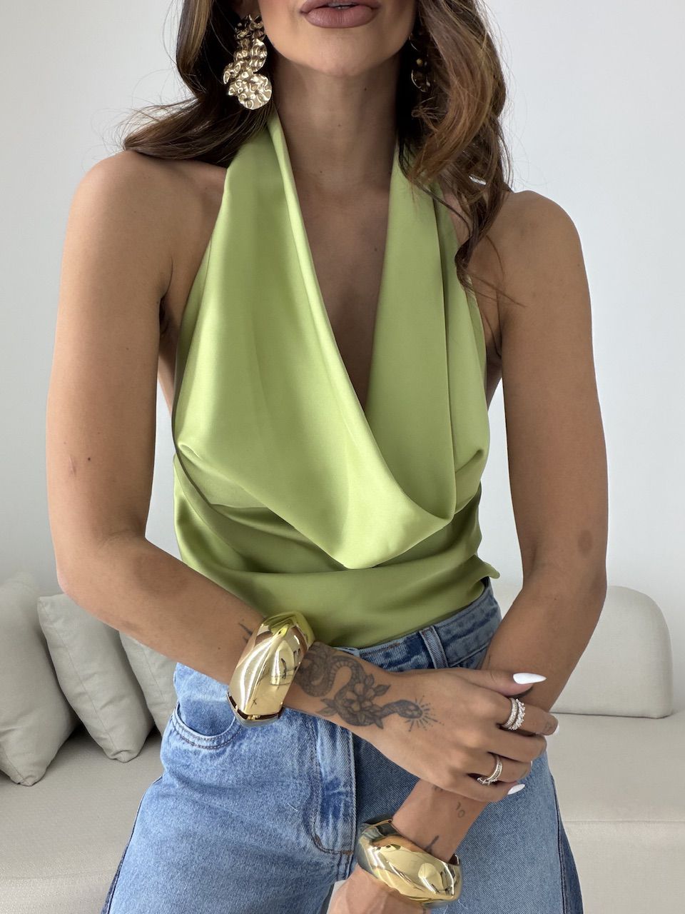 BLUSA FÁTIMA ACETINADA VERDE