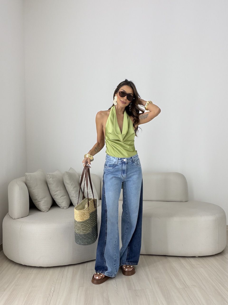 BLUSA FÁTIMA ACETINADA VERDE